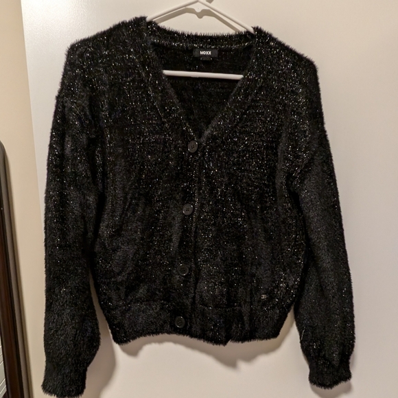 MEXX Furry Black & Silver Super Soft Cardigan - Picture 1 of 3
